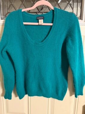 Nordstrom Teal Scoop-Neck Cashmere-Blend Sweater